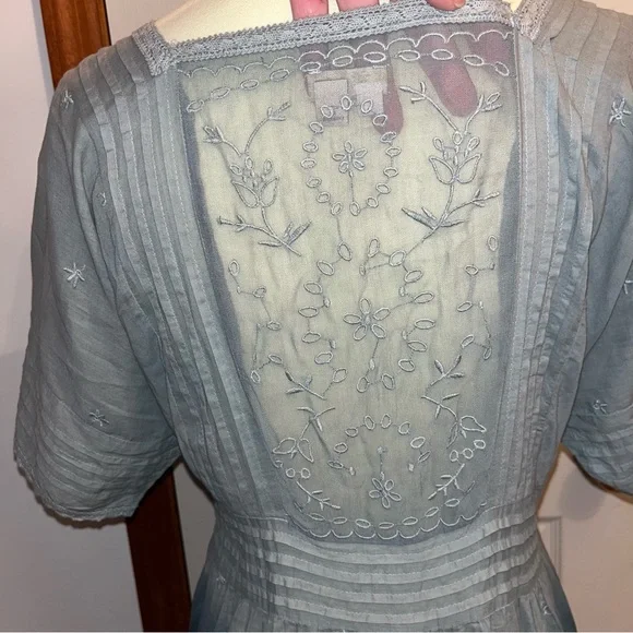 HOLDING HORSES • Anthropologie Ombre Ocean Dipped Lace & Embroidered Dress - Picture 12 of 16